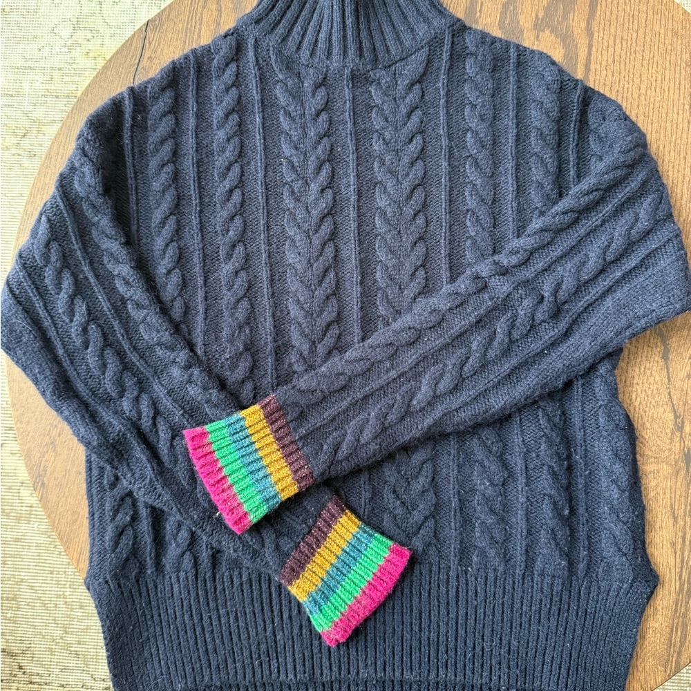 Boden Navy Cable Knit Mock Neck Sweater, women’s size S